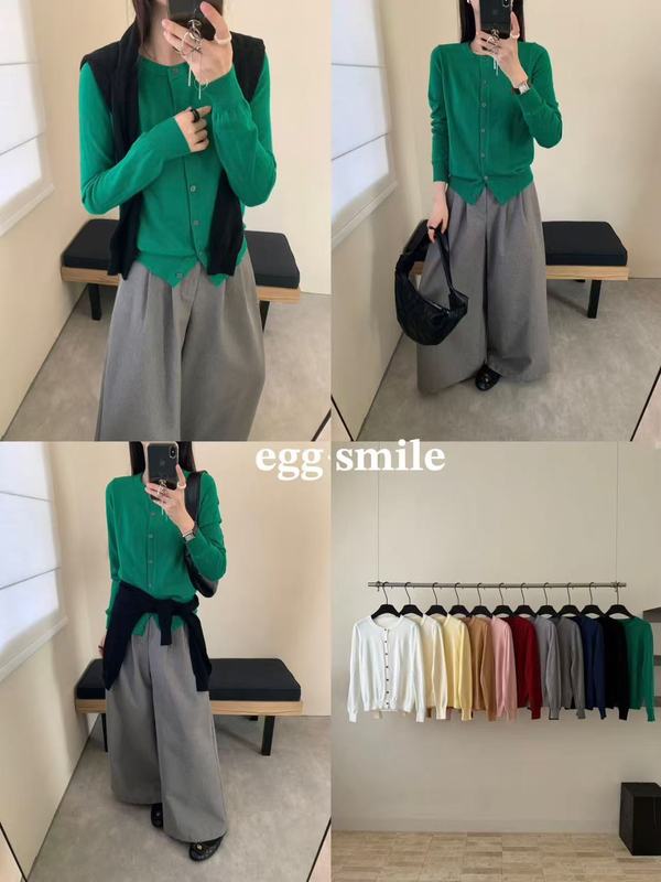 egg smile11色暖芯针织开衫女宽松薄外搭打底针织显瘦毛衣外套女|undefined