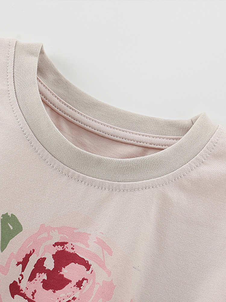 Transfronterizos para malwee niñas con un nuevo conjunto de verano europeo y americano para niños de mediana edad cuello redondo de manga corta de dos piezas
