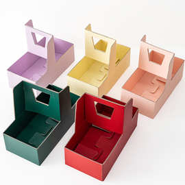 跨境圣诞树手提盒双格资材圣诞平安果花束包装盒鲜花蛋糕礼品盒