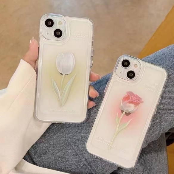 Arte teñido de flores para iphone15promax funda para teléfono móvil transparente Apple 15 anti-caída 14pro Japón y Corea 13/12
