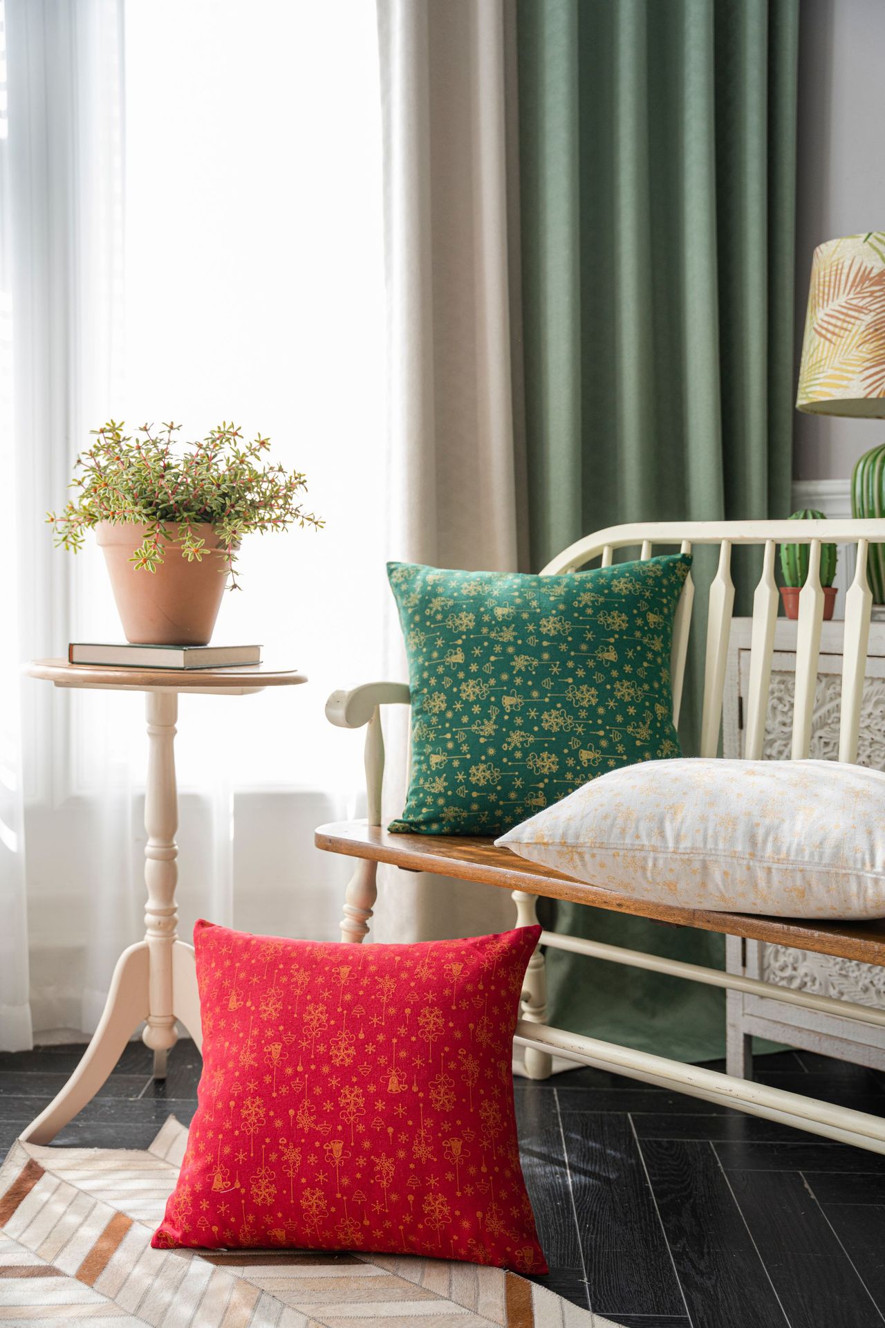 绿色格子抱枕套