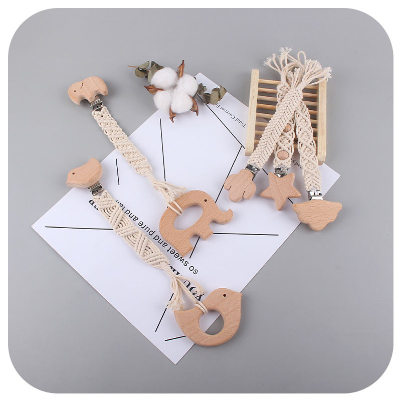 Bebé creativo Beech animal leche pezón anti-gota cadena juguete mordedor nuevo pezón tejido hecho a mano cuerda