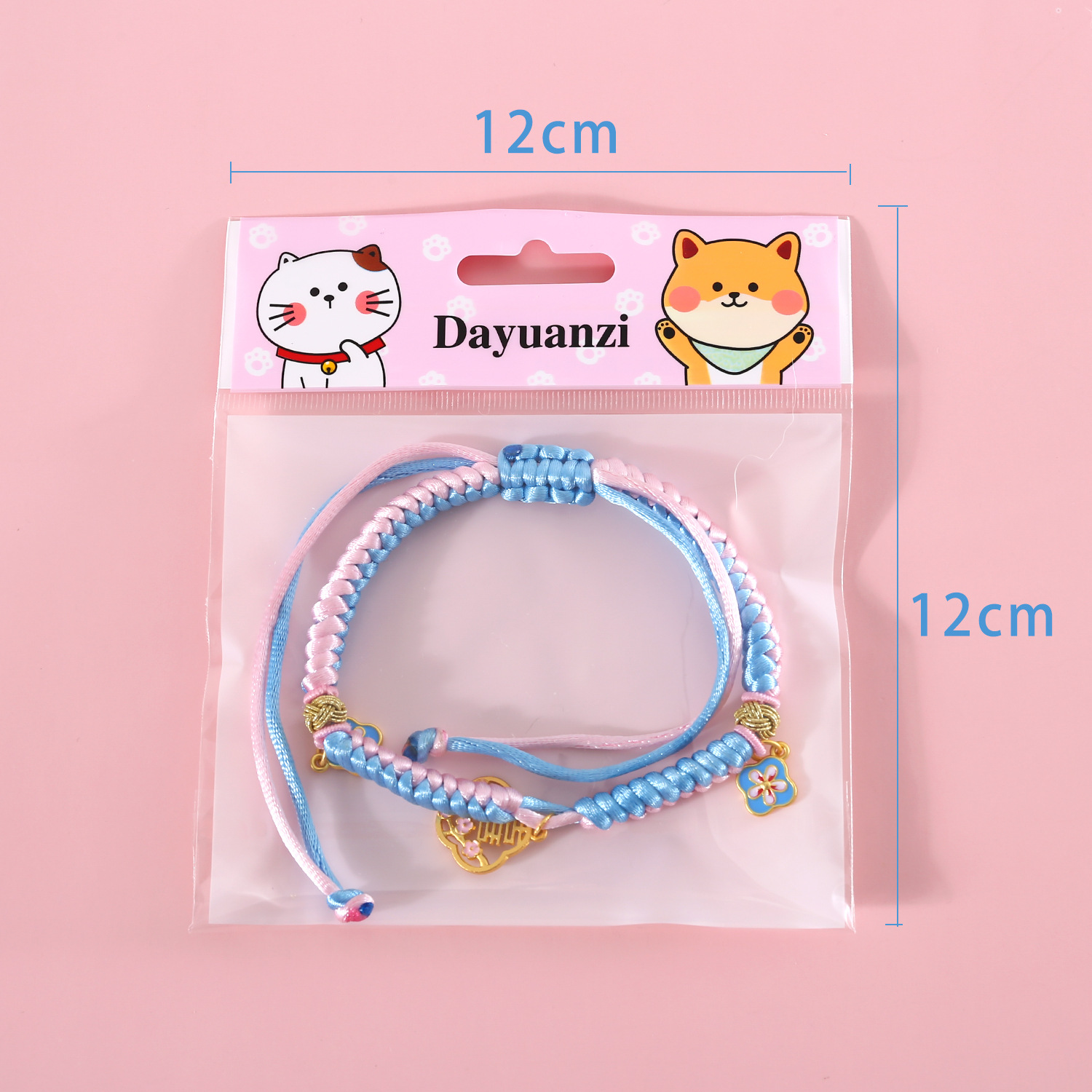 Mascotas atraen flores de melocotón feliz collar de ceja cuerda roja rosa azul tejido colgante de oro de arena gato perro collar de Año Nuevo
