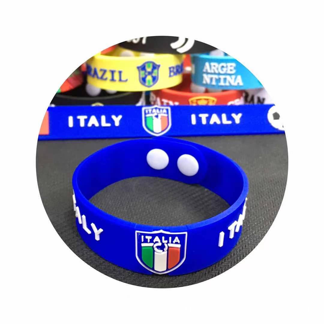 Pulseras de PVC con el Emblema de la Copa Mundial de Francia, España, Portugal, Bélgica y Países Bajos, Pulseras de Goma Suave para Aficionados
