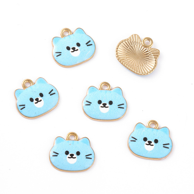 かわいいプリント小さな猫ヘッド合金オイルドリップイヤリングブレスレットペンダントキーホルダーペンダント携帯電話アクセサリー diy アクセサリー|undefined