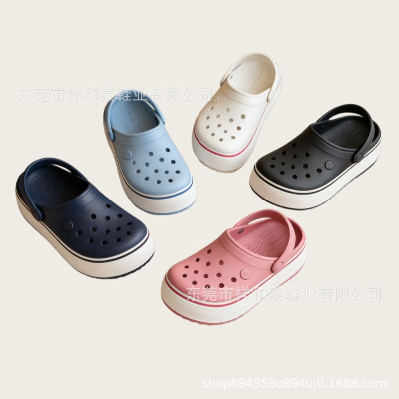 Crocs-Style Shoes, Women's Eva Soft-Soled Beach Shoes, Breathable Non-Slip Height-Increasing Sandals Wholesale