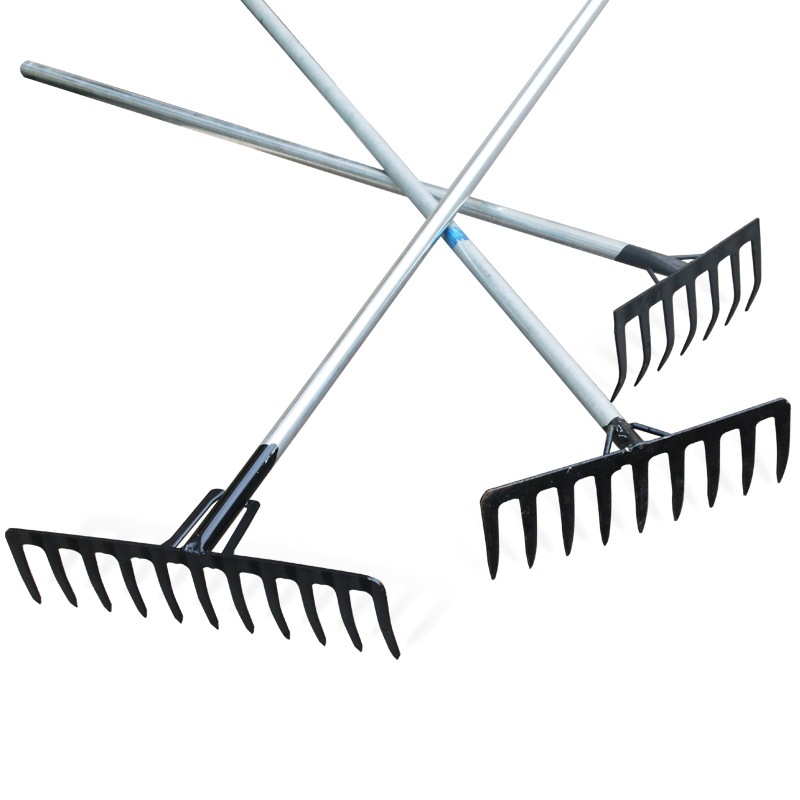 耙子農用摟草鬆土工具草耙農用鐵耙家用九齒釘耙翻土扒草水泥耙