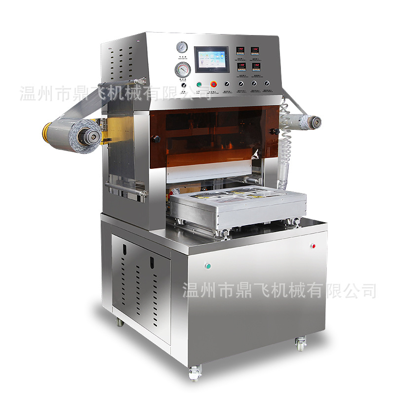 Máquina de envasado de aire acondicionado de carne fresca con cerradura de nitrógeno máquina de sellado de caja de plástico máquina de sellado de caja neumática máquina de sellado de película de caja acondicionada de aire
