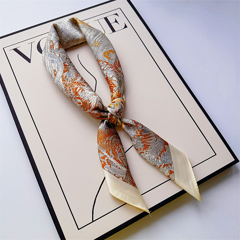 Primavera y verano nueva bufandas de impresión de letras de satén 70 × 70 bufandas de seda pequeñas bufandas cuadradas de alta calidad bufandas de estilo francés
