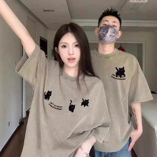 Couple's Cotton Short-sleeved T-shirt 2025 Summer New oversize Niche Men's and Women's Top Fashion Brand Class Clothes