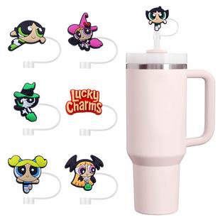 Powerpuff Girls Straw Cap Temu Reusable Dust Cap Straw Plug Dust Cap Silicone Straw Cap
