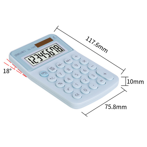 Deli 1209A Solar Dual Power Supply Calculator Portable 8-digit Display Candy Color Calculator Wholesale