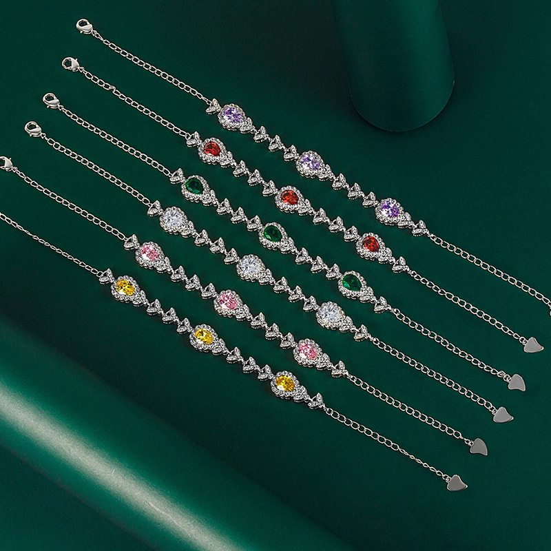 Lady Water Droplets Copper Zircon Bracelets 1 Piece