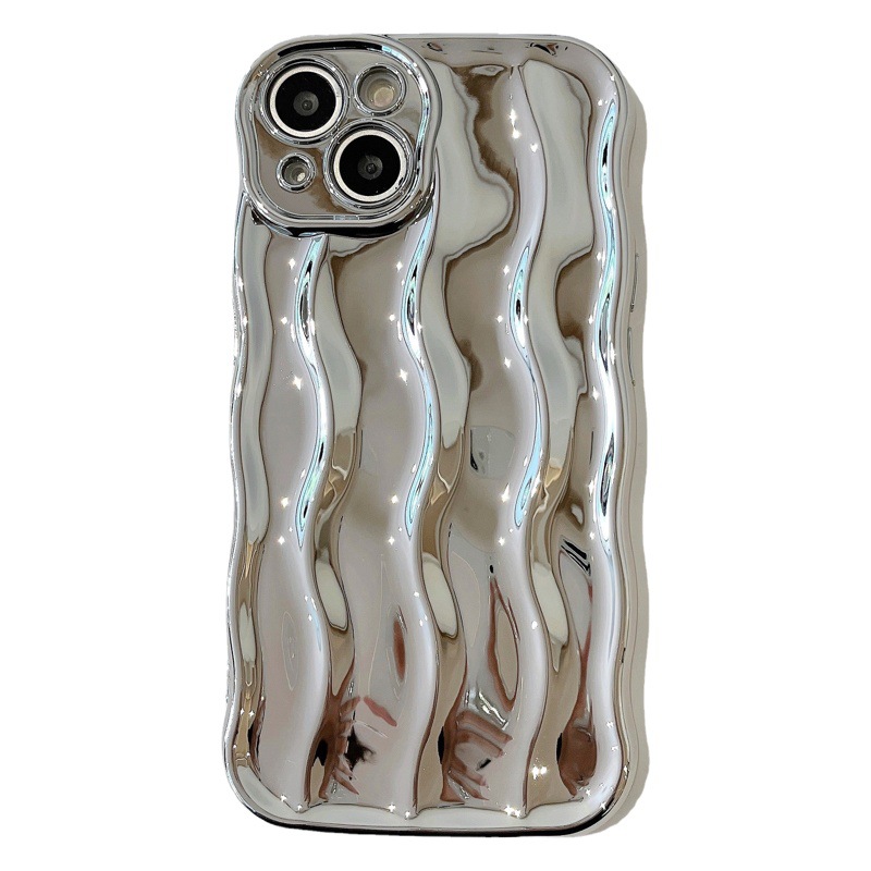 Ripple de agua de plata galvanoplastia para iPhone14pro max funda para teléfono móvil Apple 16 nuevo estilo 12/13 estilo de nicho 15