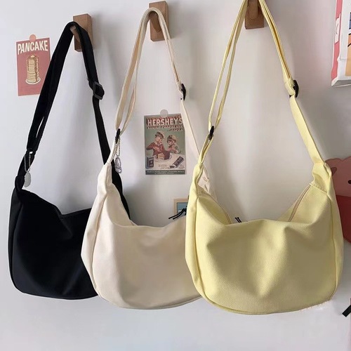  Autumn/Winter New Daily Wear Matching Candy Color Women's Single Shoulder Bag Student Daily Canvas Dumpling Cross Body Bag