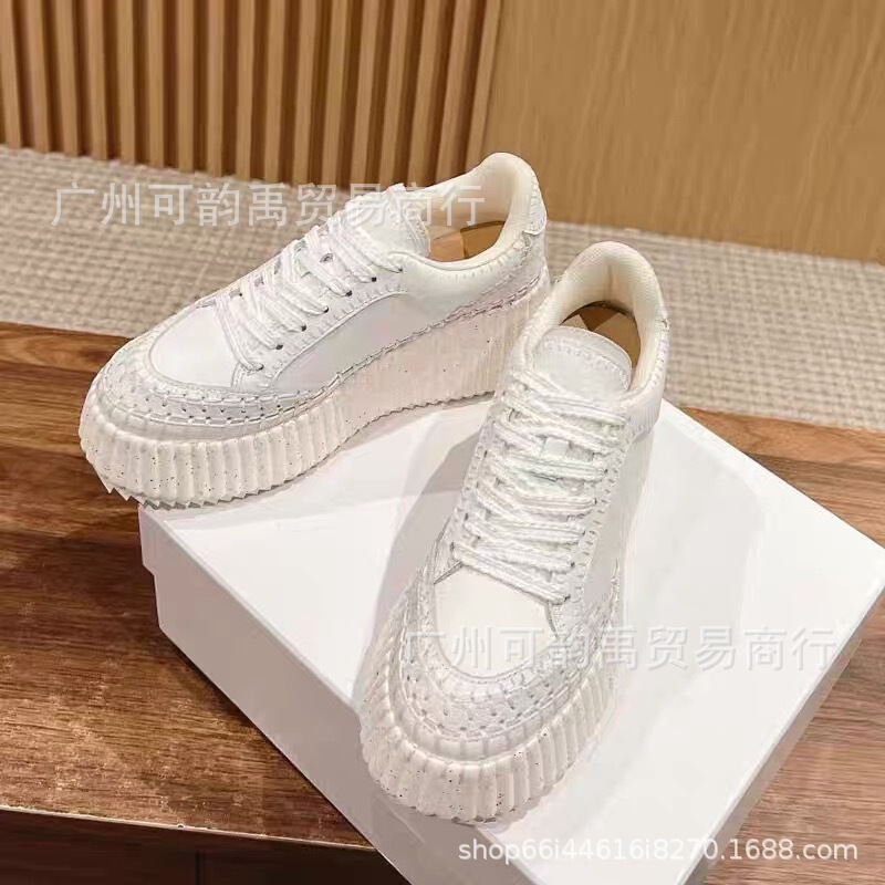 2026 New Model Thick-Soled Sports Shoes for Women, Stitched Casual Shoes, Leather Women's Shoes, Height-Increasing White Sneakers, High-Quality Platform Shoes 2026 New Model Thick-Soled Sports Shoes for Women, Stitched Casual Shoes, Leather Women's Shoes, Height-Increasing White Sneakers, High-Quality Platform Shoes