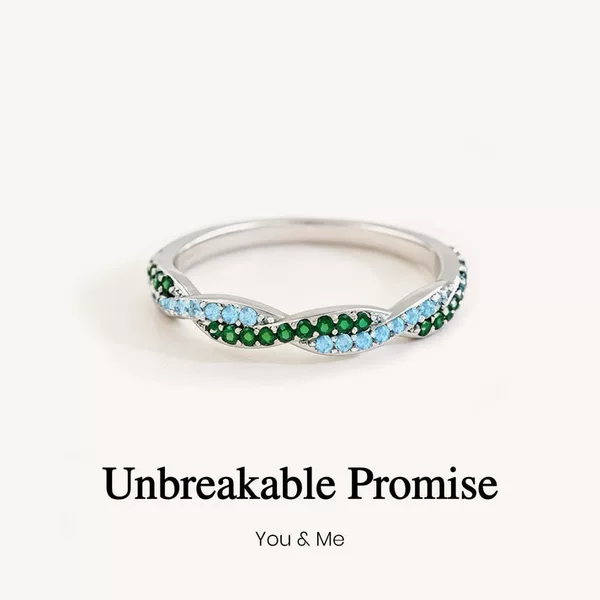 Cross-Border Personalized Custom Wavy Birthstone Promise Ring Birthstone Promise Ring