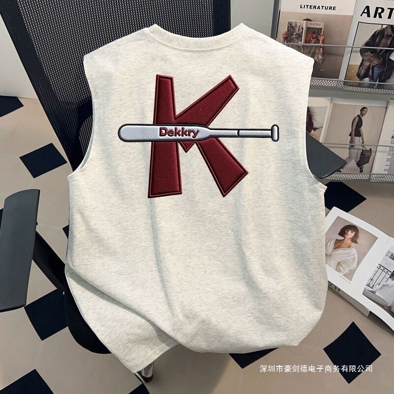 American-Style Sleeveless Sweat Vest for Men, Summer Trendy Brand Letter-Printed Cotton Tank Top, In-Stock Brand