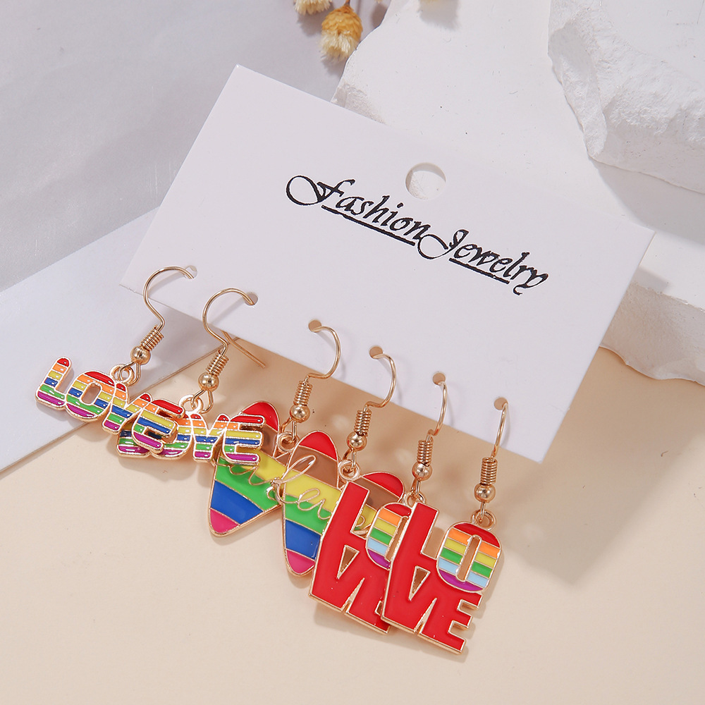 Streetwear Letter Rainbow Alloy Enamel Plating Women's Ear Hook display picture 4