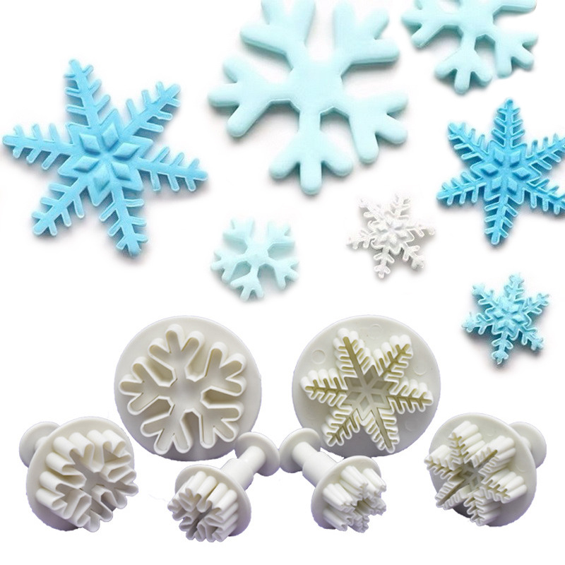 斯可DIY模具 3pcs粗细雪花弹簧压模 烘焙用品套装 饼干塑料模具