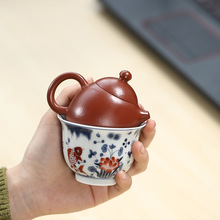 紫砂壶一壶一杯礼盒装皱皮朱泥龙蛋100ml 一人饮功夫泡茶壶批发