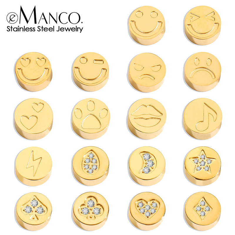 Emanco Sweet and Cool Smiley Face Heart Five-Pointed Star Loose Beads DIY Accessories with Diamond Jewelry 14K Accessories Export Wholesale