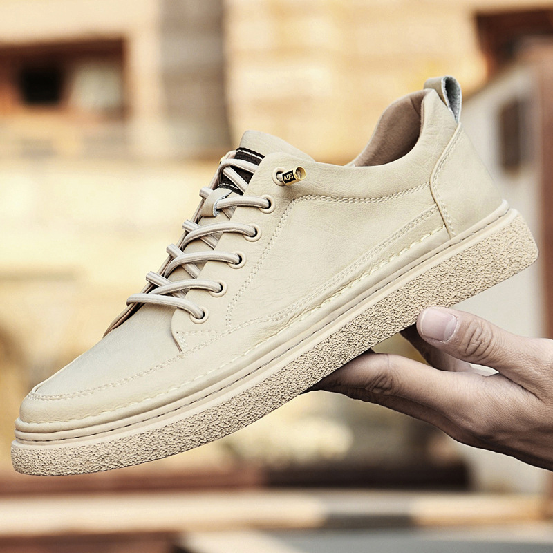 Modische Leder Sneaker Für Herren Atmungsaktive Freizeitschuhe_voghion.com