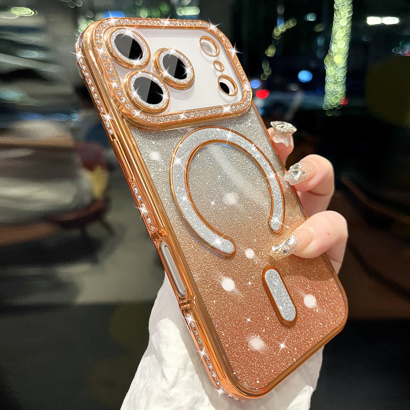 适用iphone17ProMax闪钻闪粉渐变手机壳苹果17磁吸高端防摔保护套|undefined