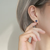 Blue starry sky, cute asymmetrical earrings, silver 925 sample, South Korea