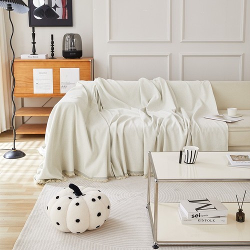 Solid Color Chenille Sofa Blanket Full Cover Sofa Cushion Cover Cloth Towel Double-Sided Use Modern Simple Set Cover Universal for All Seasons