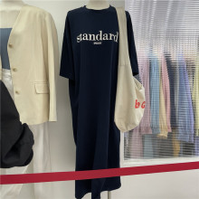 折扣外贸出口原单女装尾货清仓休闲大码字母印花开叉连衣裙女装夏