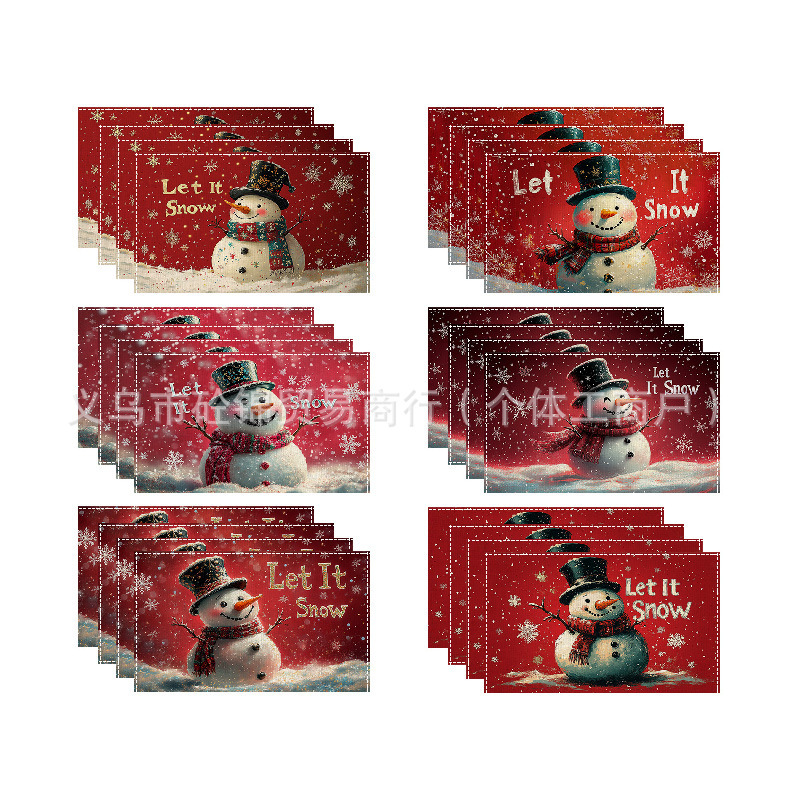 跨境新款亚马逊圣诞节数码印花餐垫雪人圣诞雪花桌垫义乌工厂|undefined