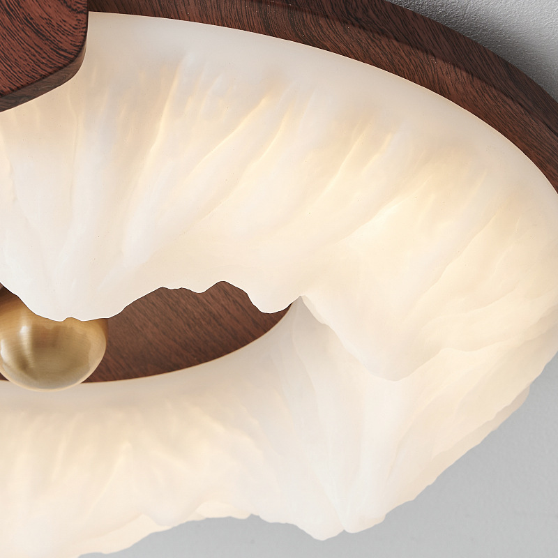 [Seleccionado cuidadosamente] Tops wabi-Jifeng retro nogal grano de madera creativo glaciar dormitorio principal 2025 nueva lámpara de estilo antiguo