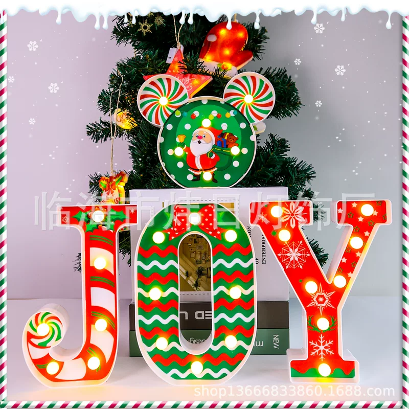 Ёлочные светодиоды JOY с надписью Christmas, украшения для дома и интерьера, декоративные огни, рождественские огни, новый стиль