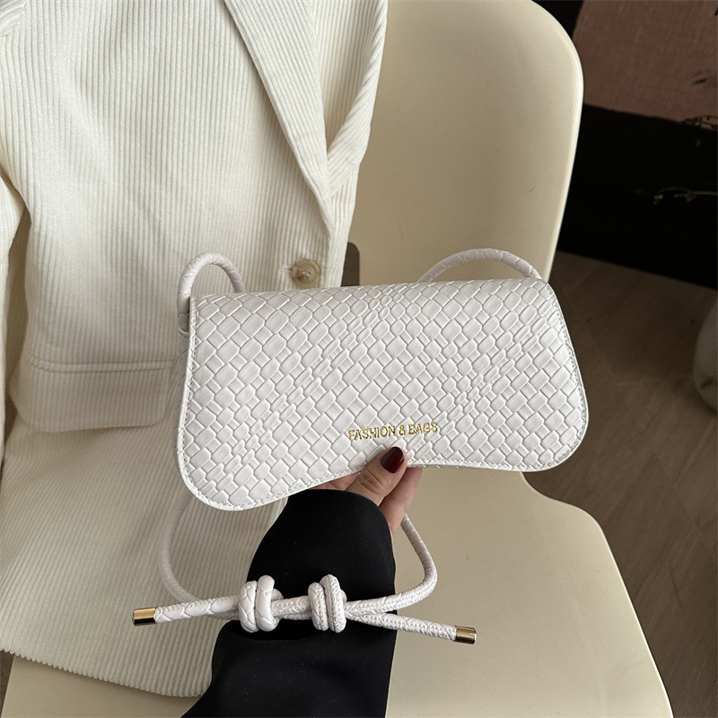 Casual simple retro moda tejido patrón 2025 color sólido verano nueva moda popular bandolera portátil