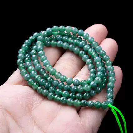 高档天然翡翠蓝水冰种玉石a货男士6mm女款毛衣链项链珠宝玉器批