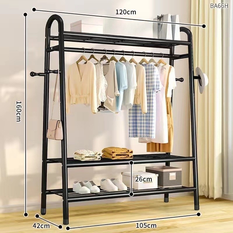 120CM 블랙 폴 높이 3겹 + 양면 후크