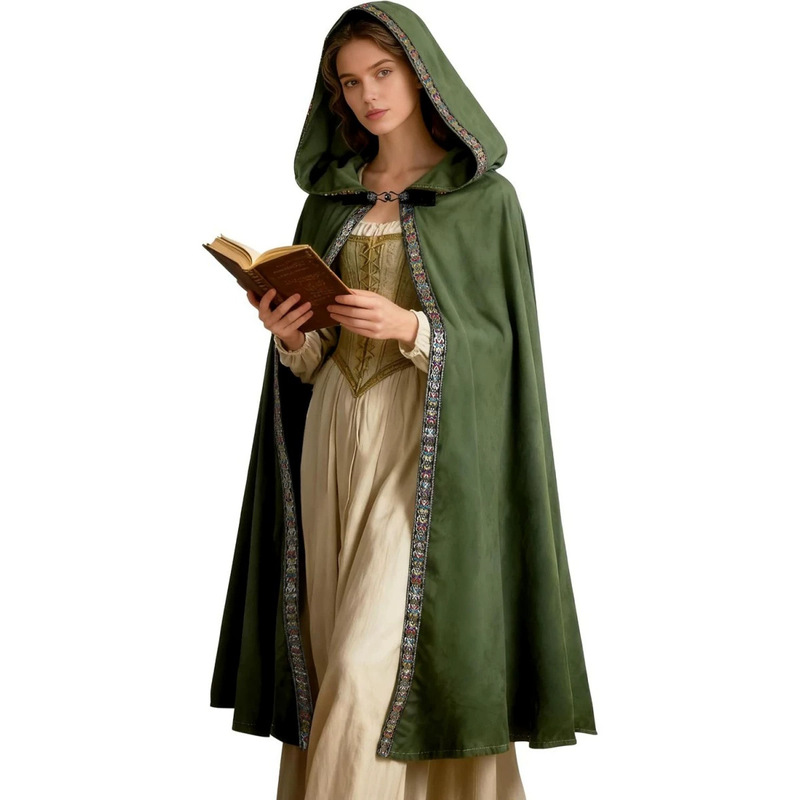 Halloween cape party cosplay medieval cape robe mid-length cape stage performance costume in stock