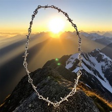 ins小众复古荆棘项链 芒刺锁骨链国潮裤链嘻哈街头男女酷朋克金属