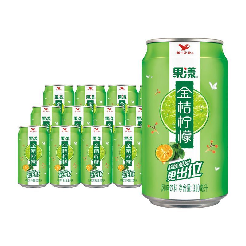 Unified Fruit Yang Kumquat Lemon 310ml*12 Cans Fruity Banana Flavored Beverage Cans Summer Drinks Wholesale
