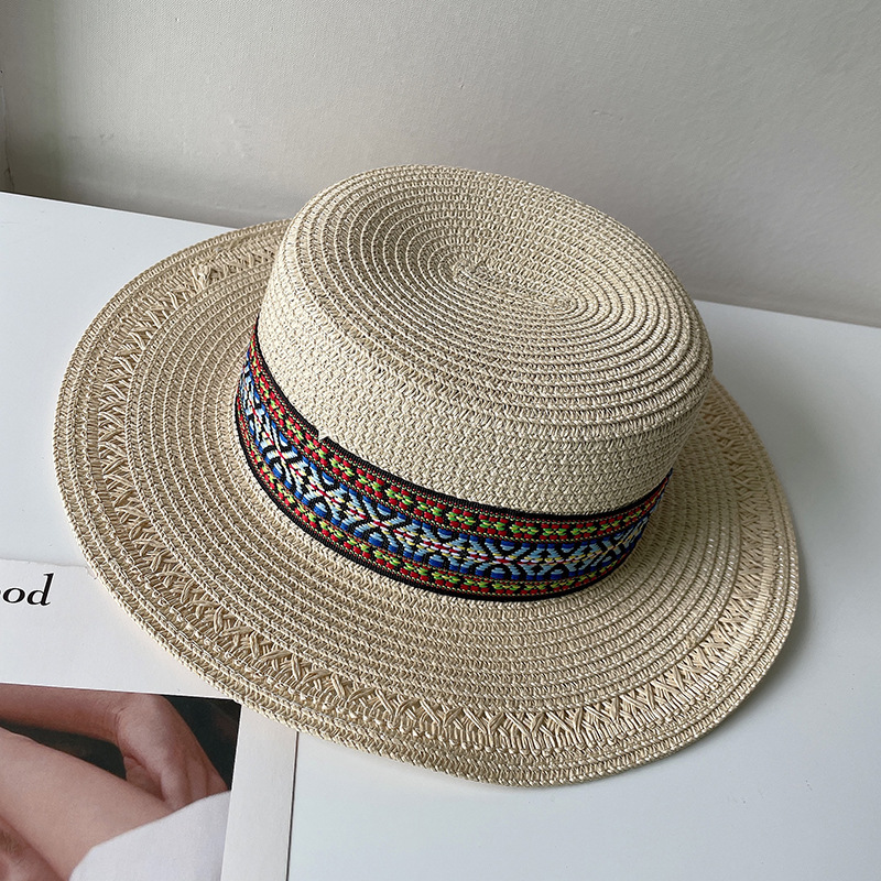 Women's Sweet Geometric Flat Eaves Straw Hat display picture 6