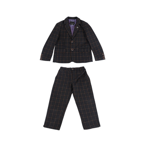 Spring and Autumn New Children's Suit One Piece Fashion Boy's Plaid Small Suit Baby Hosting Piano Performance Dress