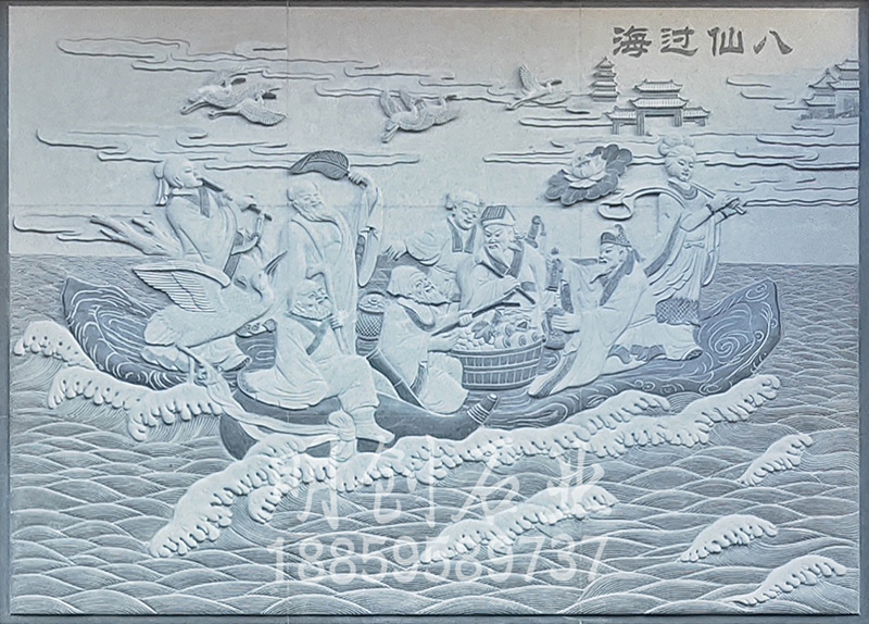 福建泉州 惠安石雕 仿古古建寺庙宗祠祠堂浮雕 人物 八仙过海雕刻