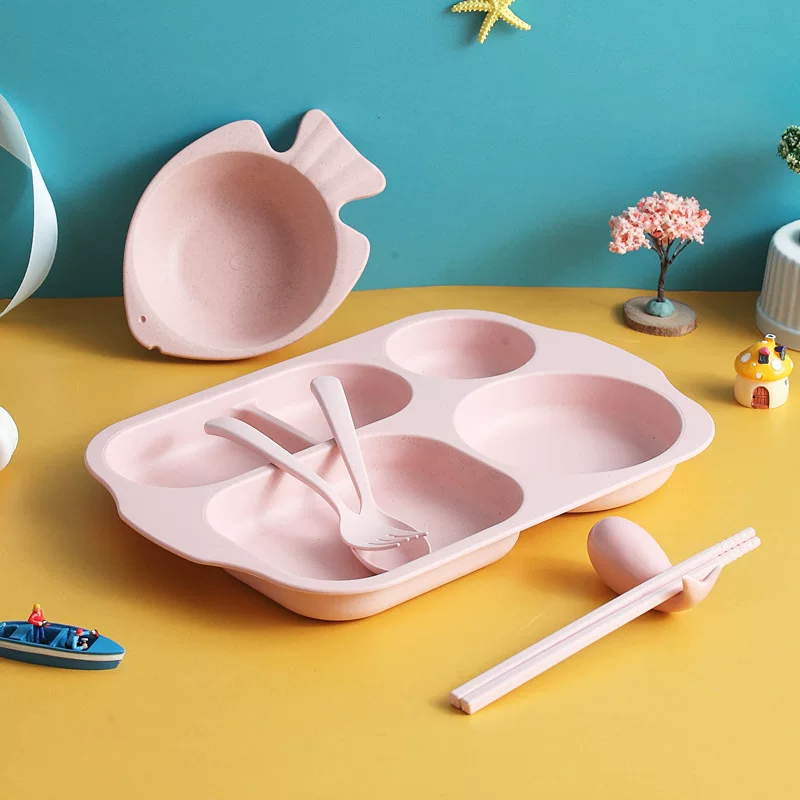 Creative children's dinner plate for students, tableware for supplementary food, ecological set