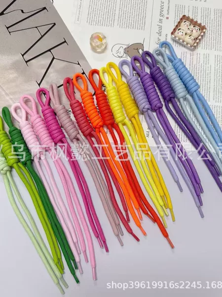 5mm colorful woven bag strap, mobile phone handmade rope, nylon rope, DIY keychain, mobile phone chain wholesale