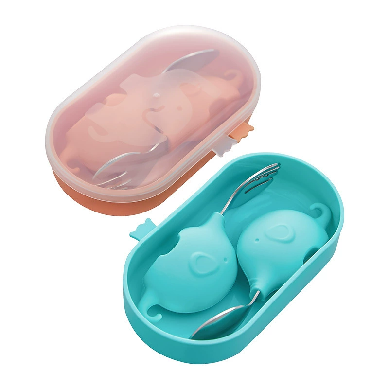 Детские детские вилочные ложки комбинированный набор с короткой ручкой ложка для дополнительного питания Посуда для обучения из нержавеющей стали 304 коробка для хранения