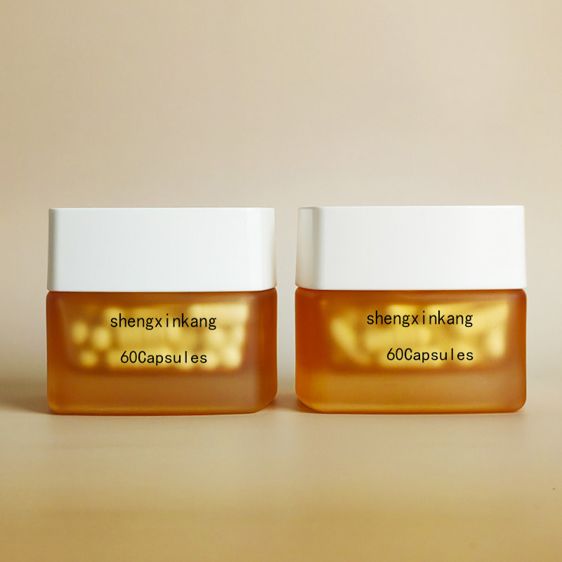 76662 生信康保健品瓶方形磨砂玻璃瓶60粒保健品胶囊瓶跨境品牌瓶