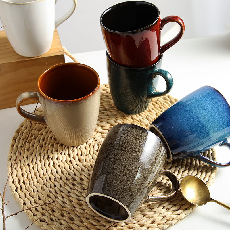 Kiln-Changed Minimalist Ceramic Mug | European-Style Coffee Cup, Breakfast Mug, Oatmeal & Milk Cup | Ceramic Gargle Cup