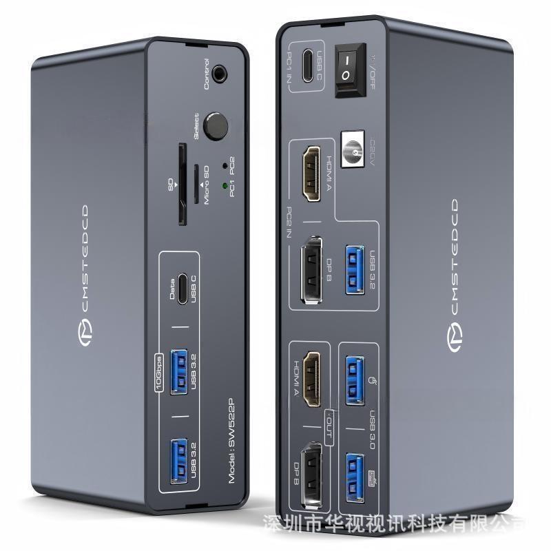 1 USB-C+HDMI2.0+DP1.4+USB3.2 input, 1 HDMI2.0+DP1.4+2 USB outputs