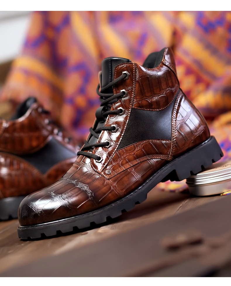 Scarpe da uomo retrò da uomo di grandi dimensioni Scarpe in pelle Stivali da uomo alla moda di media altezza_voghion.com